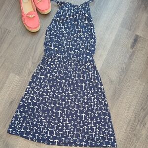 Old Navy - Navy Blue & White Women's Dress with Anchor Pattern - Small